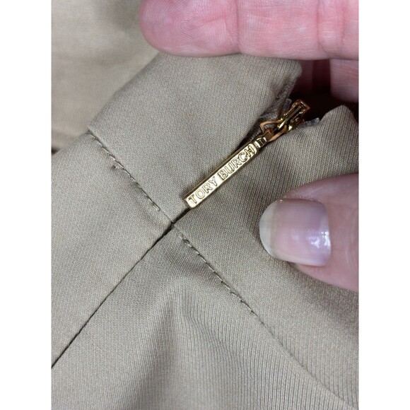 Tory Burch Callie Khaki Pants Tan Camel Size 8 Skinny Stretch Flat Front Pull On - Picture 5 of 12